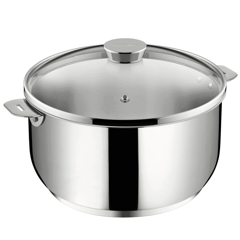 SALVASPAZIO+ Faitout inox non revêtu 24 cm Lagotherm® + couvercle verre