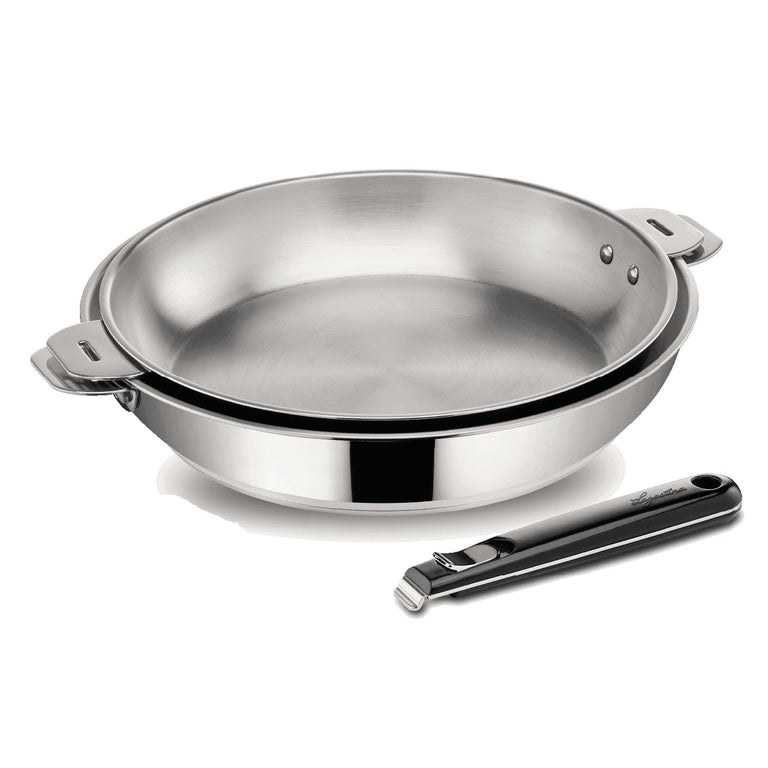 Lot de poêles inox Salvaspazio+ 24 et 28cm + poignée