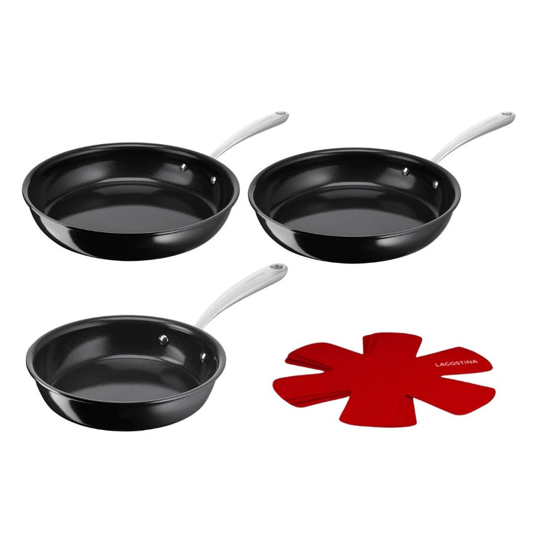 Set 3 poêles céramique avec protecteurs, Desideria