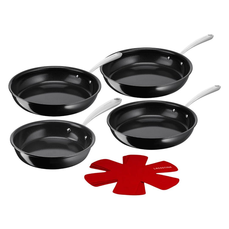 Set 4 poêles céramique avec protecteurs, Desideria